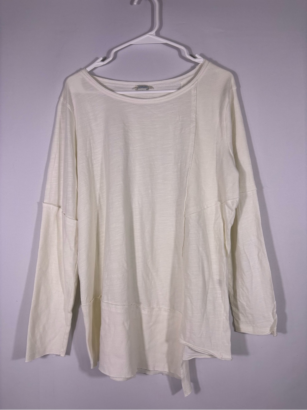 Sundance Ivory Asymmetrical Tunic Top Boho Lagenlook Cotton Size Small